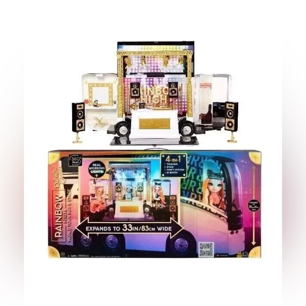Rainbow High Rainbow Vision World Tour Bus & Stage 4-in-1  Playset - Brand New